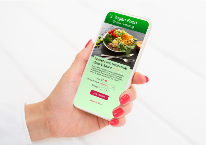 Ordering Vegan food online in Smartphone