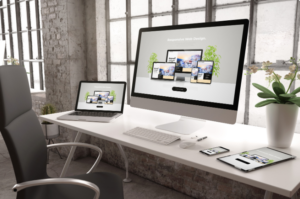 Responsive website design on desktop, tablet, and mobile